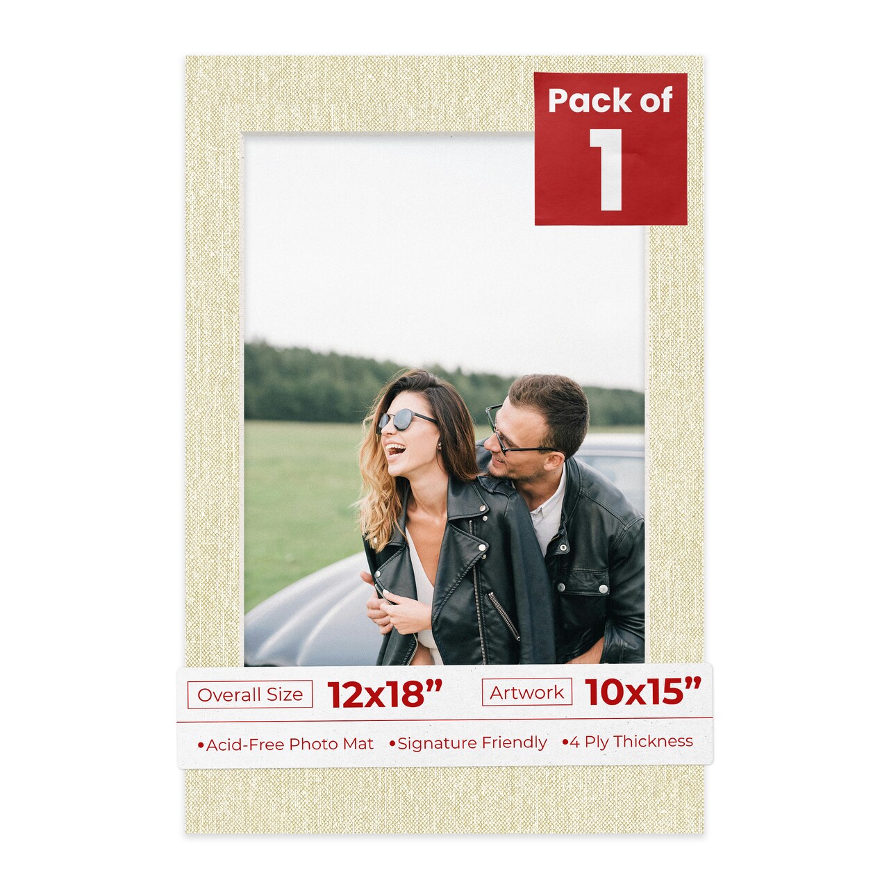 Off White Canvas Mat Board for 12x18 Frames - Fits 10x15 Photos